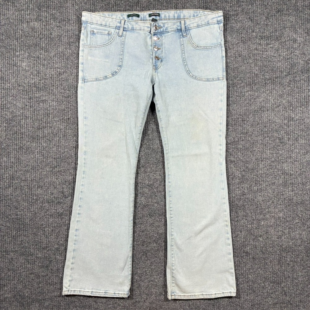 Wild Fable Womens Low Rise Flare Jeans Size 18 Blue Y2K Denim Button Fly Casual